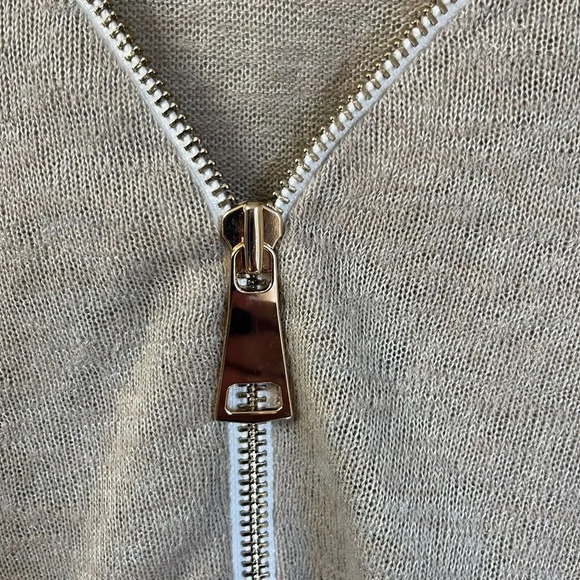 Soft Surroundings Womens Beige Knit V Neck Pullover Sweater Sz Small 1/2 Zip - Picture 5 of 9